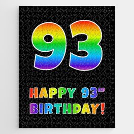[ Thumbnail: HAPPY 93RD BIRTHDAY - Multicolored Rainbow Spectrum Gradient Jigsaw Puzzle ]