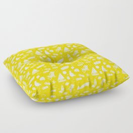 Yellow And White Summer Beach Elements Pattern Floor Pillow