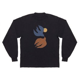 Abstraction_BLUE_EARTH_BIRD_FLYING_KISS_LOVE_POP_ART_0204B Long Sleeve T-shirt