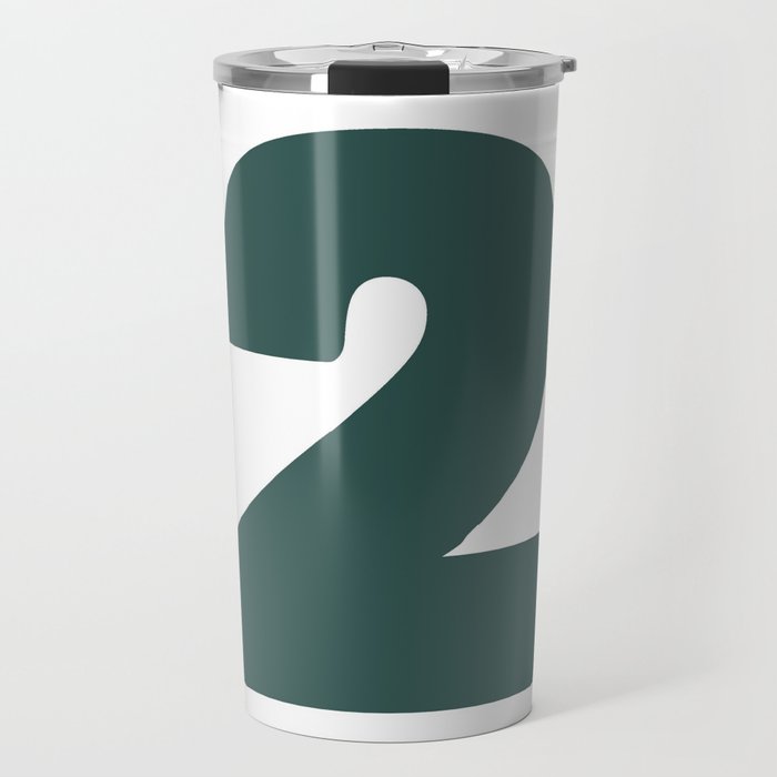 2 (Dark Green & White Number) Travel Mug
