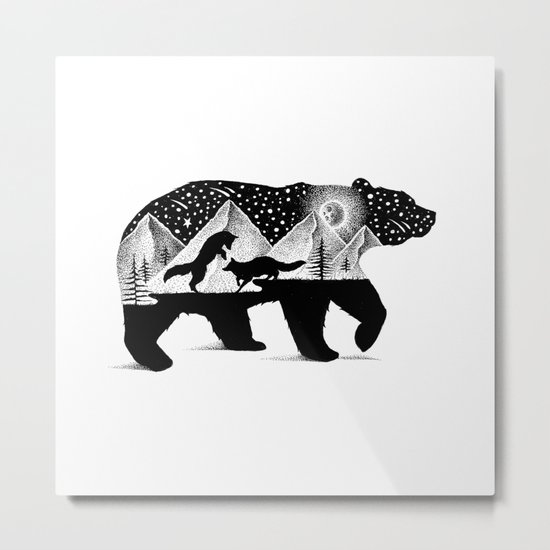 THE BEAR AND THE FOXES Metal Print