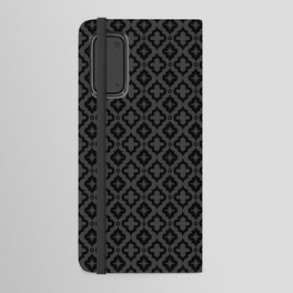 Dark Grey and Black Ornamental Arabic Pattern Android Wallet Case