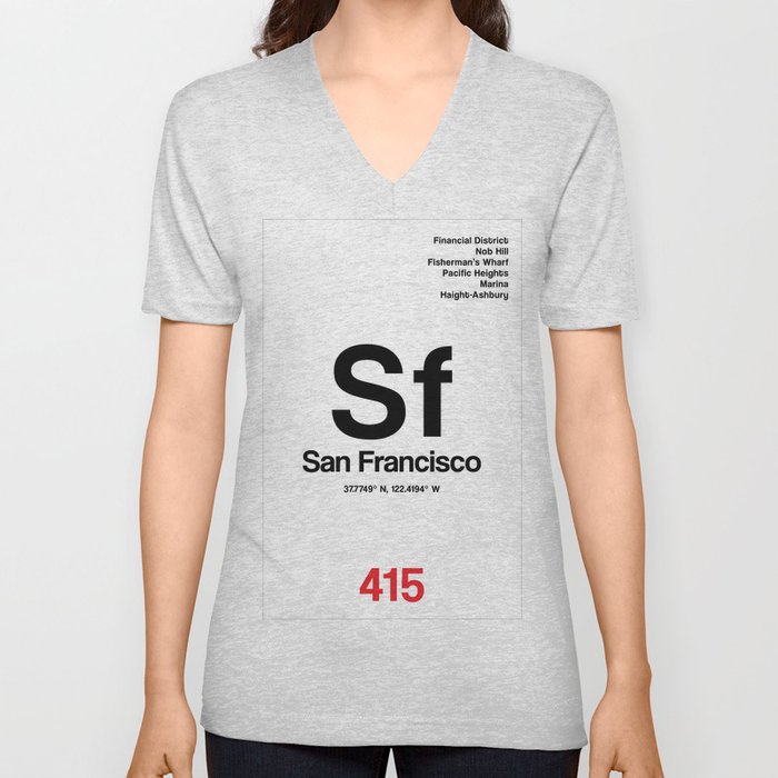 San Francisco City Poster V Neck T Shirt