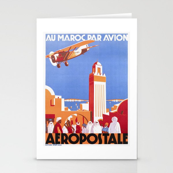 1928 MOROCCO Aviation Travel Poster Stationery Cards
