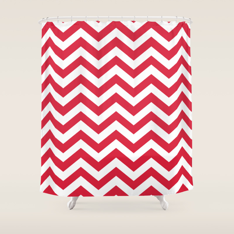 Red Chevron Pattern Colorful Zig Zag Stripe Desig Shower Curtain