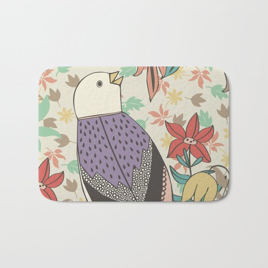 Bird and Autumn Leaves Bath Mat