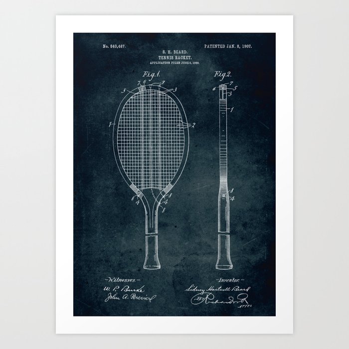 1906 - Tennis racket patent art Art Print