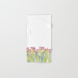 Pink Tulips Illustration Hand & Bath Towel
