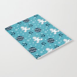 Christmas Pattern Turquoise Gingerbread Bauble Notebook