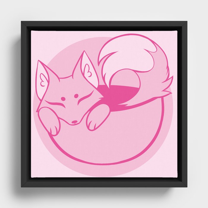 Teacup Sencha Fox- Pretty Pink Framed Canvas