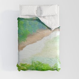 tropical beach impressionism painted realistic scene Comforter