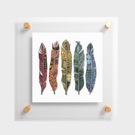 boho rainbow feathers Floating Acrylic Print
