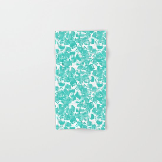 Brushy aqua bright happy brushstrokes painting abstract minimal modern dorm college decor art Hand & Bath Towel