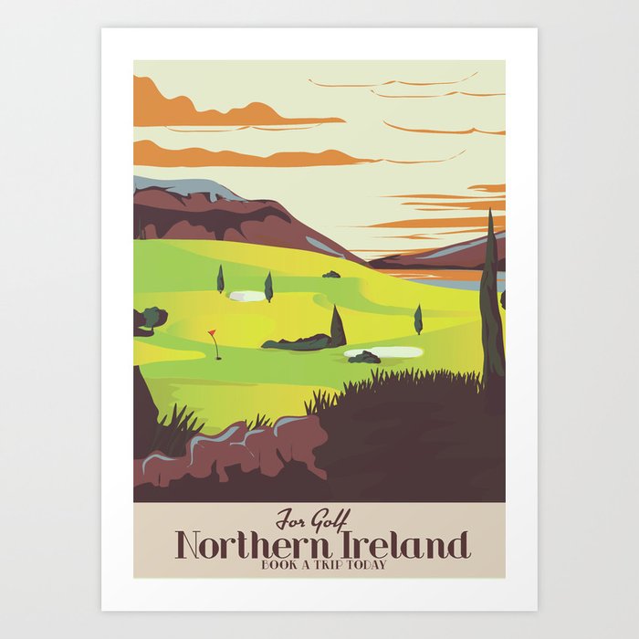 'For Golf' Northern Ireland Travel poster Art Print
