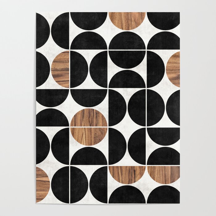 Mid-Century Modern Pattern No.1 - Concrete and Wood Poster