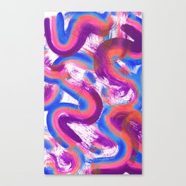 Swirls and Squiggles Abstract Painting - Blue Pink Purple Canvas Print