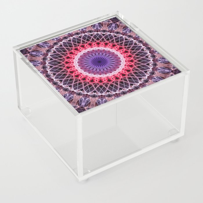Red and violet mandala Acrylic Box