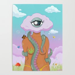 head in the clouds ( cannabis / weed art ) Poster