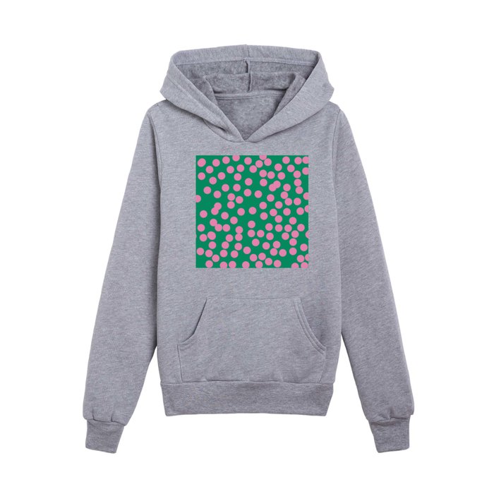 Pink and Green Dots Kids Pullover Hoodie