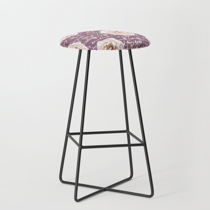Shabby-Chic Watercolor Roses on Purple Bar Stool