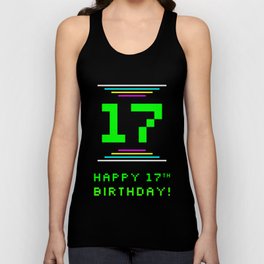 [ Thumbnail: 17th Birthday - Nerdy Geeky Pixelated 8-Bit Computing Graphics Inspired Look Tank Top ]