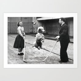 Poodle Jumping Rope, Black and White, Vintage Art Art Print | Photo, Poodlejumpingrope, Poodle, Blackandwhite, Dog, Funny, Vintage, Jumprope, Retro 