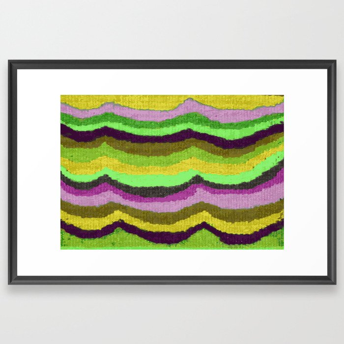 Waves Lime and Purple Framed Art Print