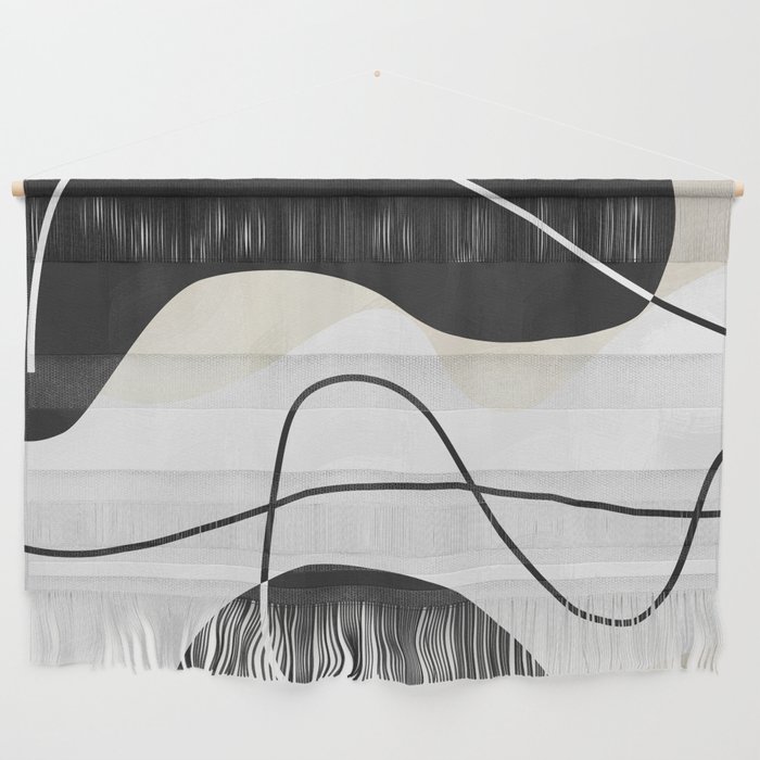 Modern Contemporary Abstract Black White and Beige No7 Wall Hanging