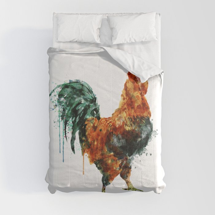 Rooster watercolor painting Comforter