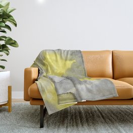 Hand painted gray yellow abstract watercolor pattern Throw Blanket