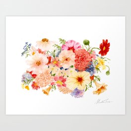 Colorful Pansy Bouquet  Art Print
