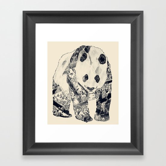 Tattooed Panda {cream} Framed Art Print
