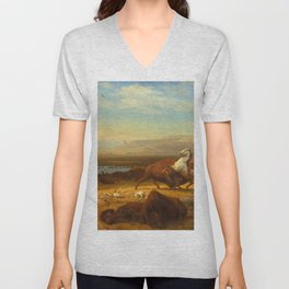 The Last of the Buffalo, by Albert Bierstadt, 1888, American painting V Neck T Shirt