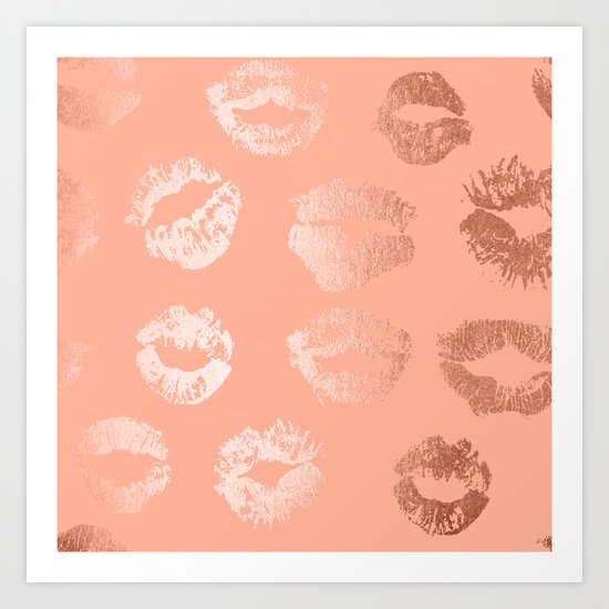 Sweet Life Lips Peach Coral Pink Shimmer Art Print