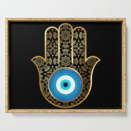 Evil Eye Amulet Hamsa Hand Mandala Serving Tray