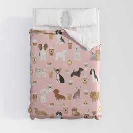 Small Dog Breeds with coffee latte frappe chihuahua bichon spaniel dachshund Duvet Cover