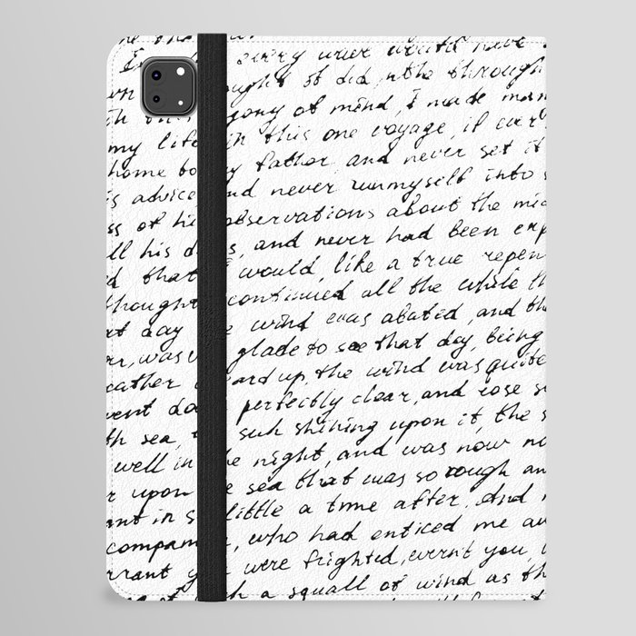 Monochrome background of careless ink writing. Handwritten letter texture. Vintage illustration iPad Folio Case