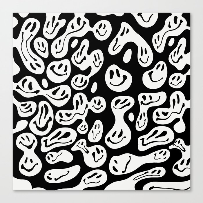 Black And White Dripping Smiley Canvas Print By Artbylamia Society6