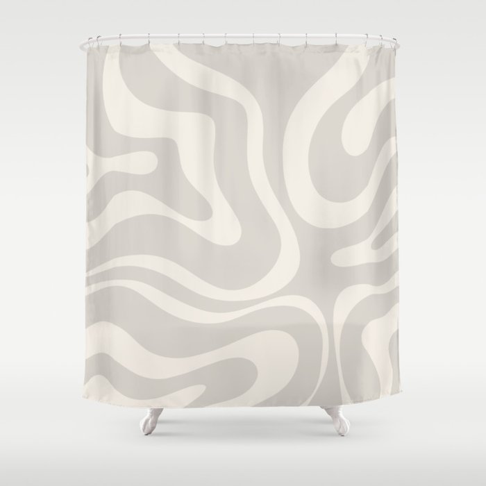 Modern Liquid Swirl Neutral Beige Abstract Pattern Shower Curtain