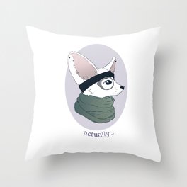 Actually... Hipster Fennec Fox Throw Pillow