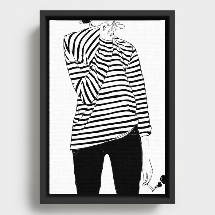 Black Stripes Framed Canvas