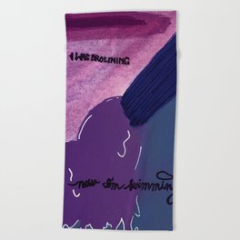 Swimming Abstract Acrylic Painting Beach Towel