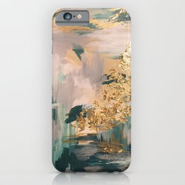 Teal and Gold Abstract- 24K Magic iPhone Case