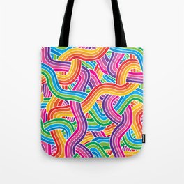 Rainbow Tangles (with White Stroke) Tote Bag