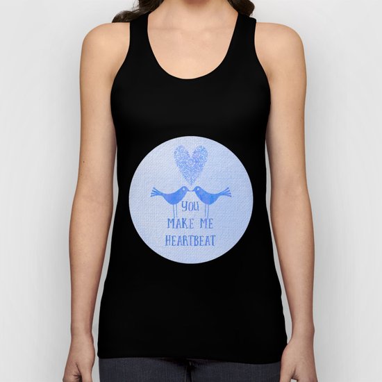 Heartbeat love birds blue Unisex Tank Top