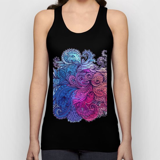 Blue Floral Indian Pattern Unisex Tank Top