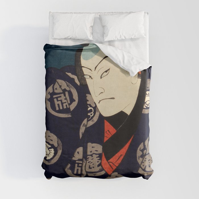 A Wary Samurai Traditional Japanese Character Duvet Cover