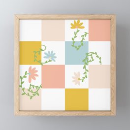 Flower Power Checkerboard Framed Mini Art Print