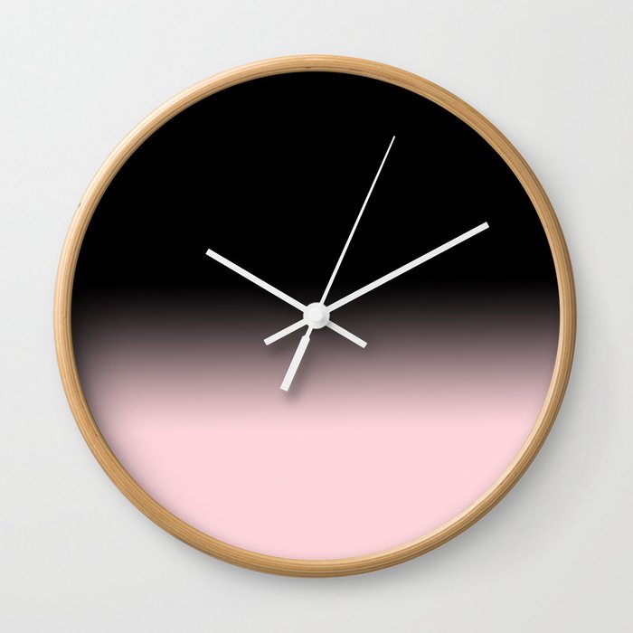 Modern abstract elegant black blush pink gradient pattern Wall Clock