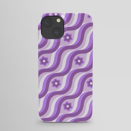 70s Retro Flower Wavy Pattern in Lavender Purple iPhone Case